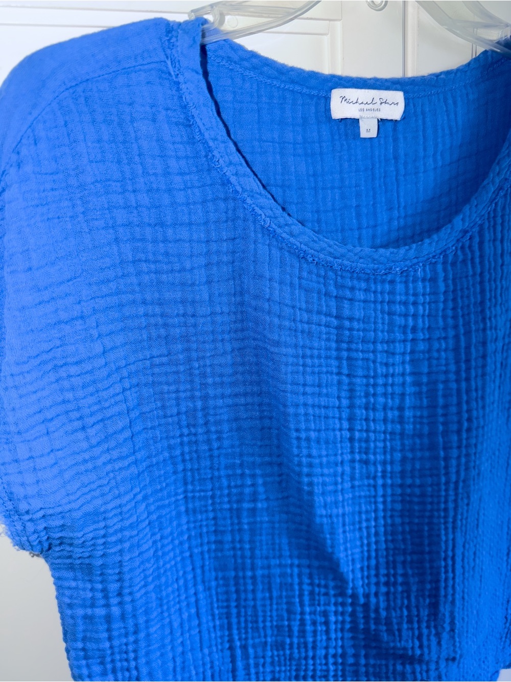 Michael Stars Amy Top Royal Blue Cotton Double Gauze Short Sleeve Top Sz Medium - Picture 3 of 9